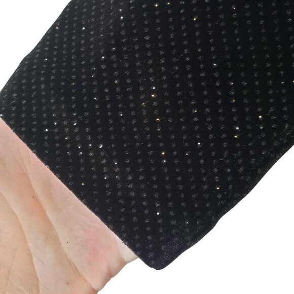 Sandro Black Crystal Rhinestone Buttons Sparkly Velvet Midi Dress Fall Gothic - Picture 9 of 12